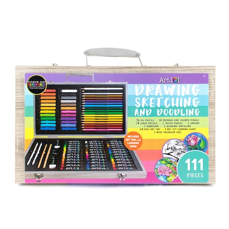 Art 101 Drawing, Sketching & Doodle Wood 111-Piece Art Set 55111MB